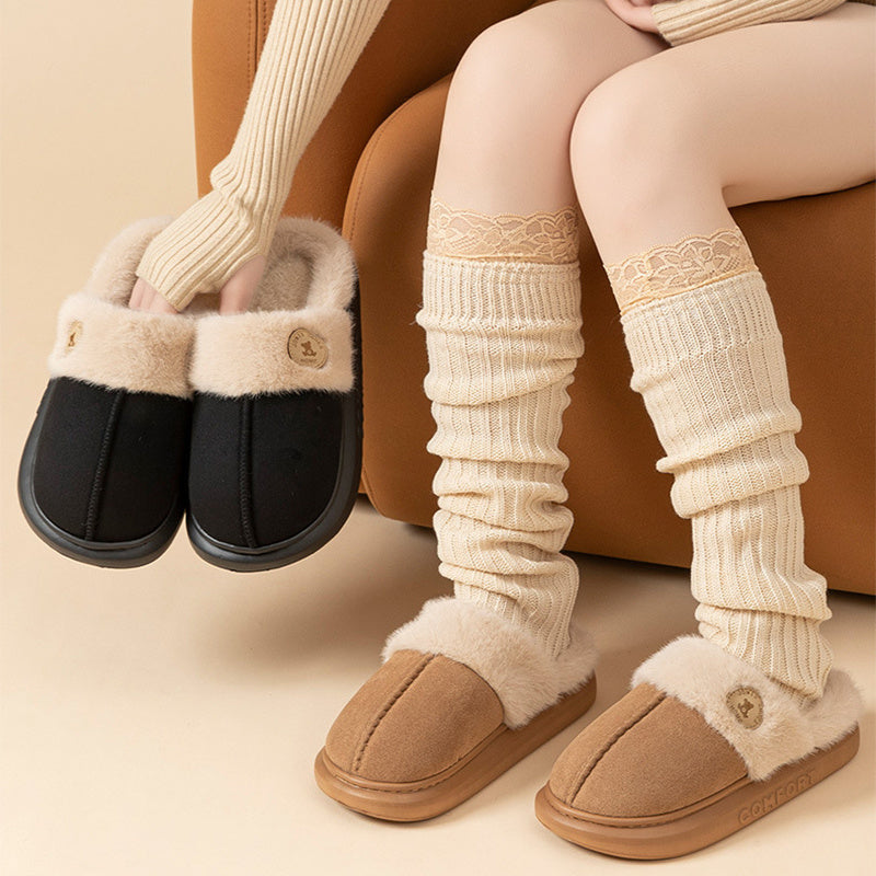 Winter Warm Indoor Thick-soled Fleece Shoes Men and Women