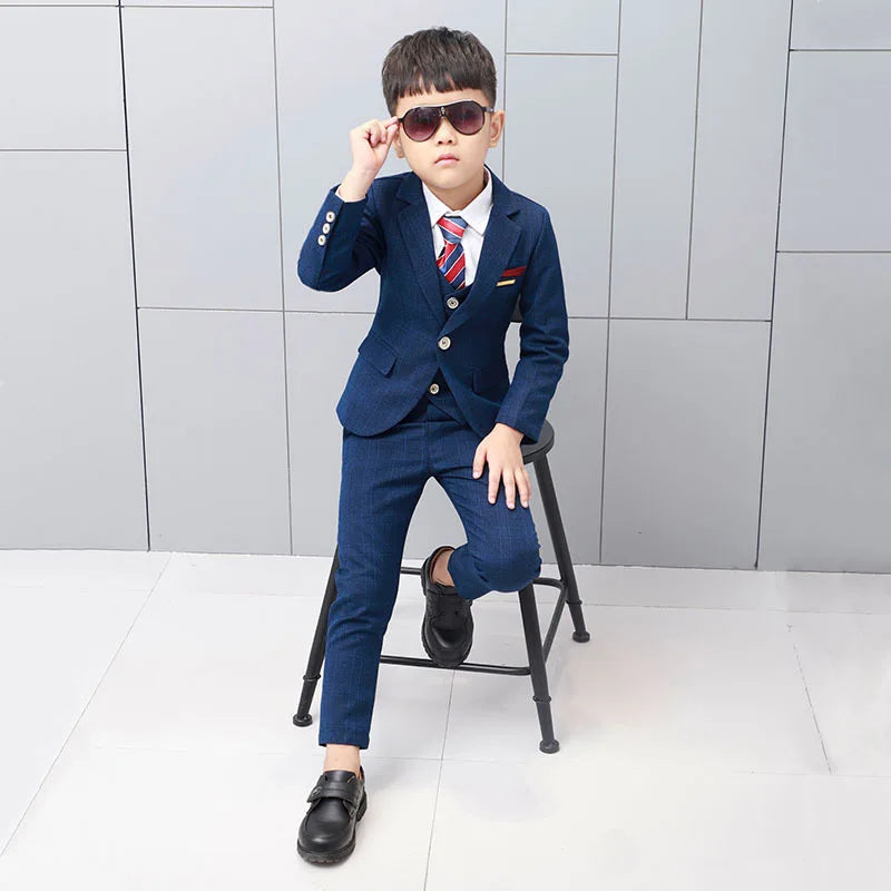 Kids Formal Suit Boys Blazer Vest Pants Tuxedo