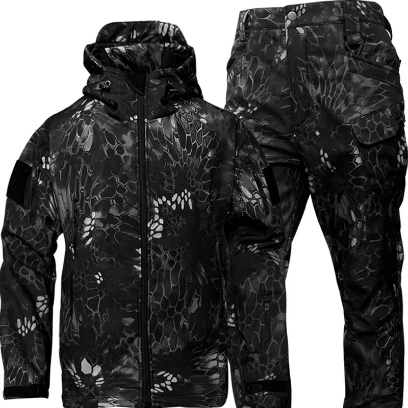 Windproof and Waterproof Mountaineering Skiing Hunting Fishing Warm Wool Velvet Tactical Set