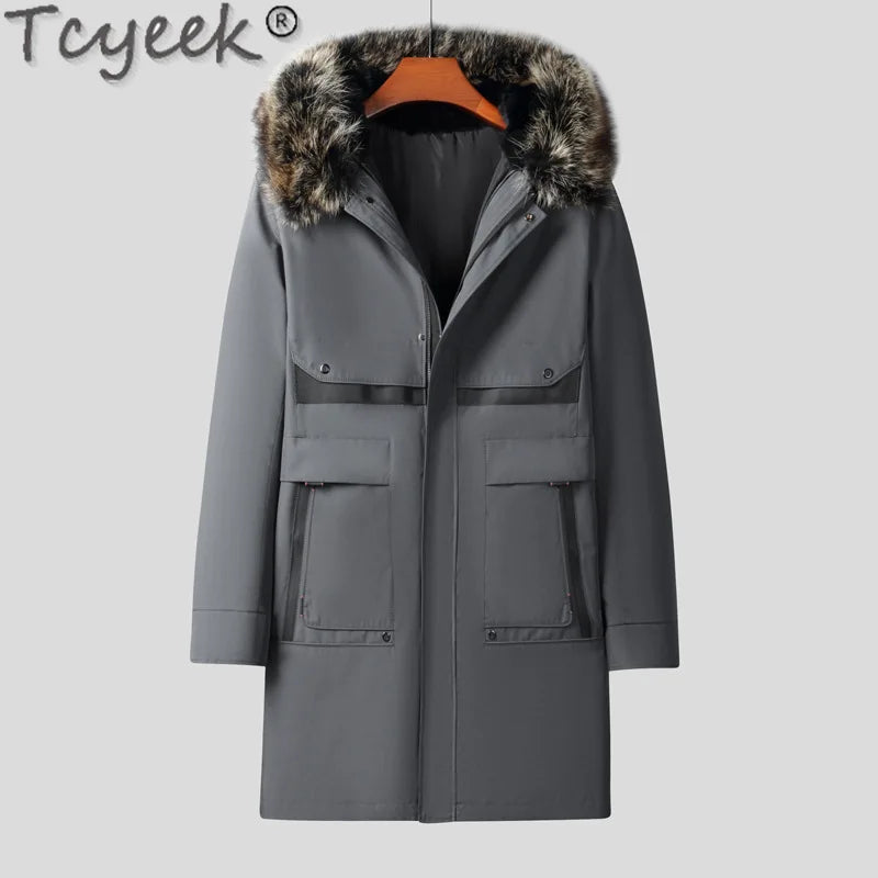 Tcyeek Real Rabbit Fur Coat Men