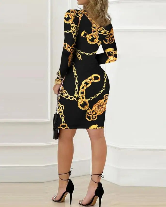 Baroque Chain Print Mini Dress