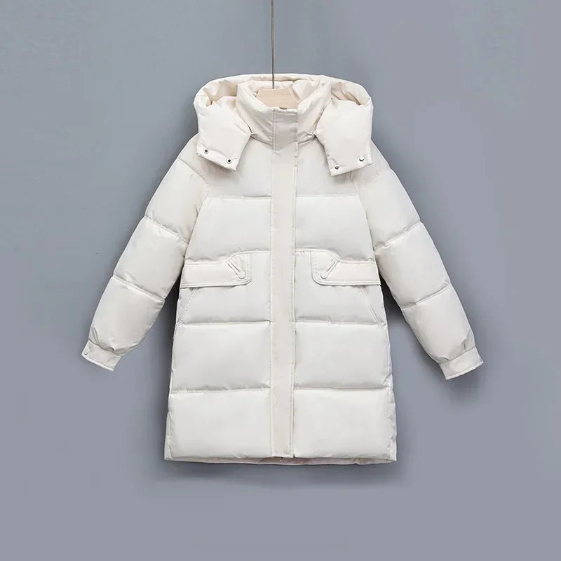 Waterproof Mid-Length Hooded Puffer Quilted Women Jacket