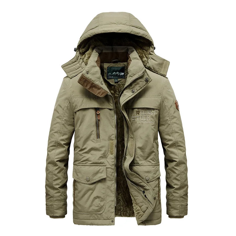 Big Size Multi-pocket Men Winter Outdoor Parka Coat Hooded Windbreaker