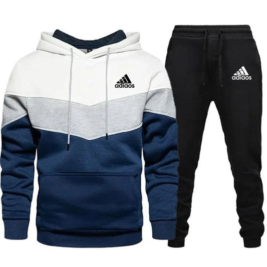 New printed men's fashion pullover hoodie + sweatpants two-piece