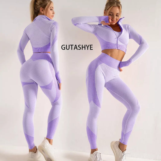 Seamless Long Sleeve Yoga Sets