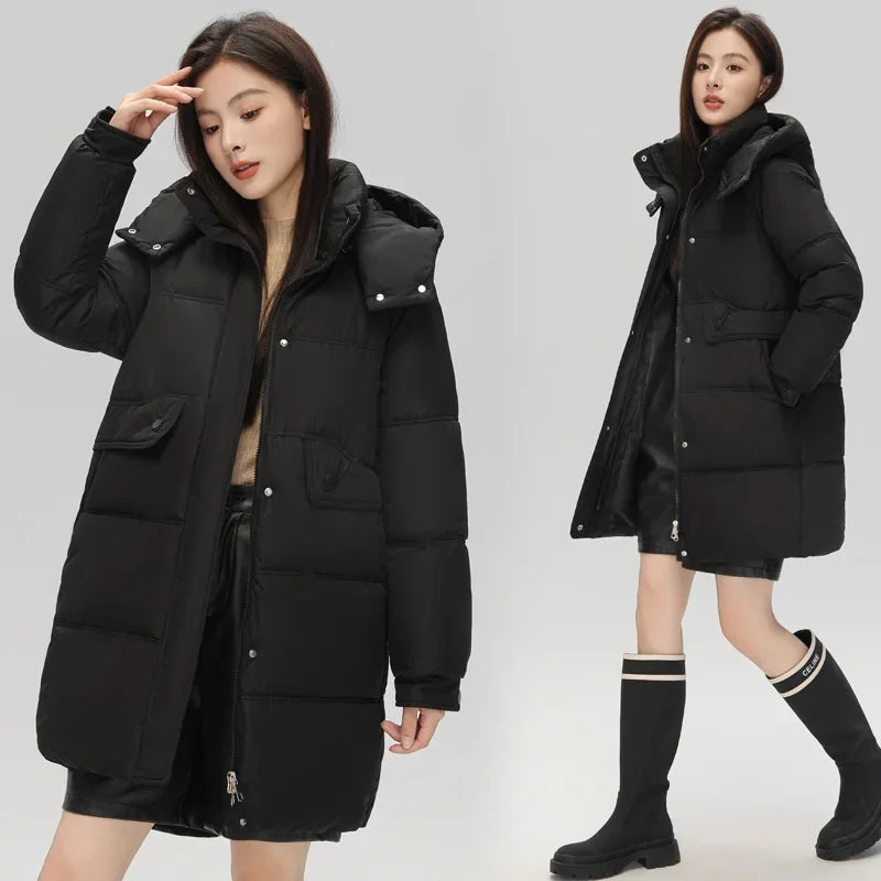 Mid-length Parkas Warm Thick Puffer Windproof