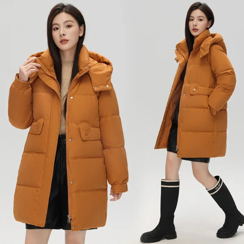 Mid-length Parkas Warm Thick Puffer Windproof