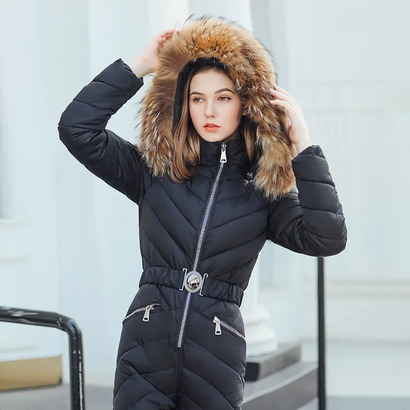 Women Zipper Slim Fit Ski Jumpsuits