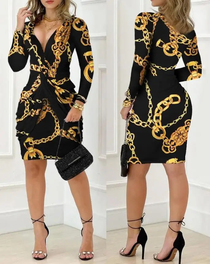 Baroque Chain Print Mini Dress