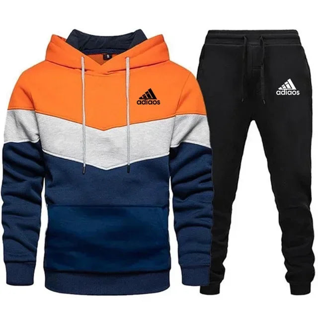 New printed men's fashion pullover hoodie + sweatpants two-piece