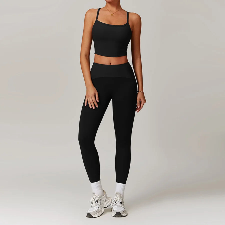 Woman Yoga Set Leggings Tops Fitness Sport Outfit