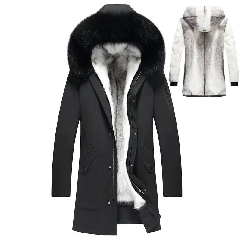 BATMO natural Fox fur collar rabbit fur liner hooded men parkas