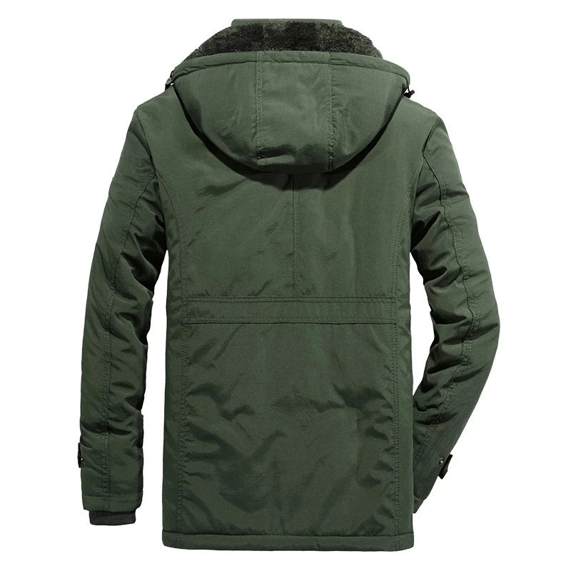 Big Size Multi-pocket Men Winter Outdoor Parka Coat Hooded Windbreaker