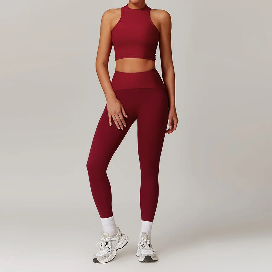 Woman Yoga Set Leggings Tops Fitness Sport Outfit