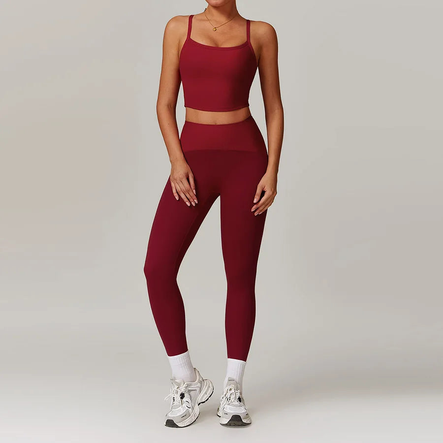 Woman Yoga Set Leggings Tops Fitness Sport Outfit