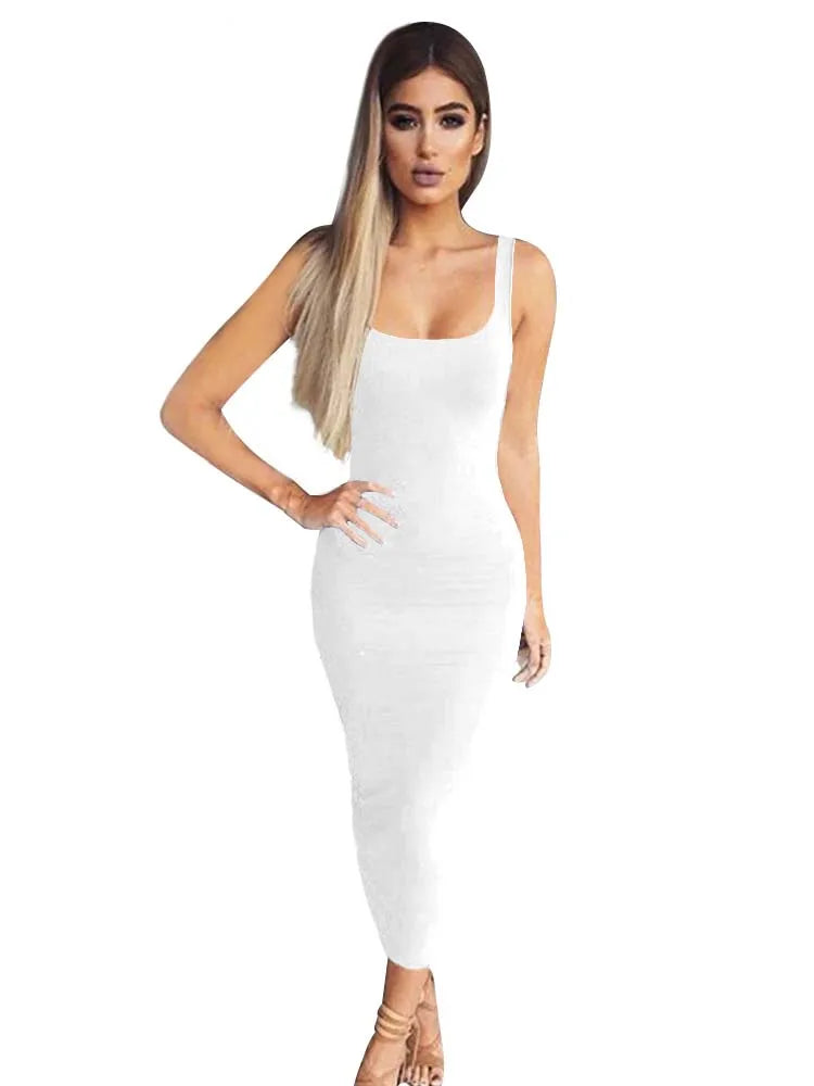 Sleeveless Full Length Wrapped Dress