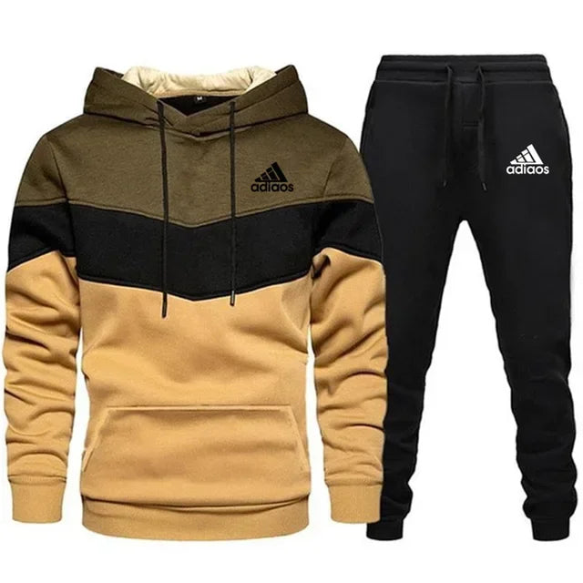 New printed men's fashion pullover hoodie + sweatpants two-piece