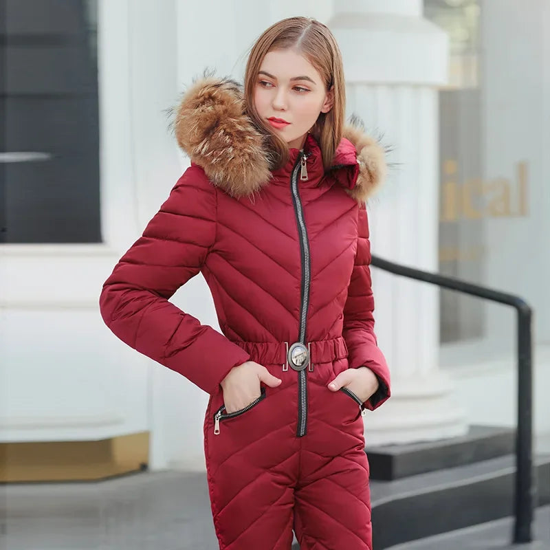 Women Zipper Slim Fit Ski Jumpsuits