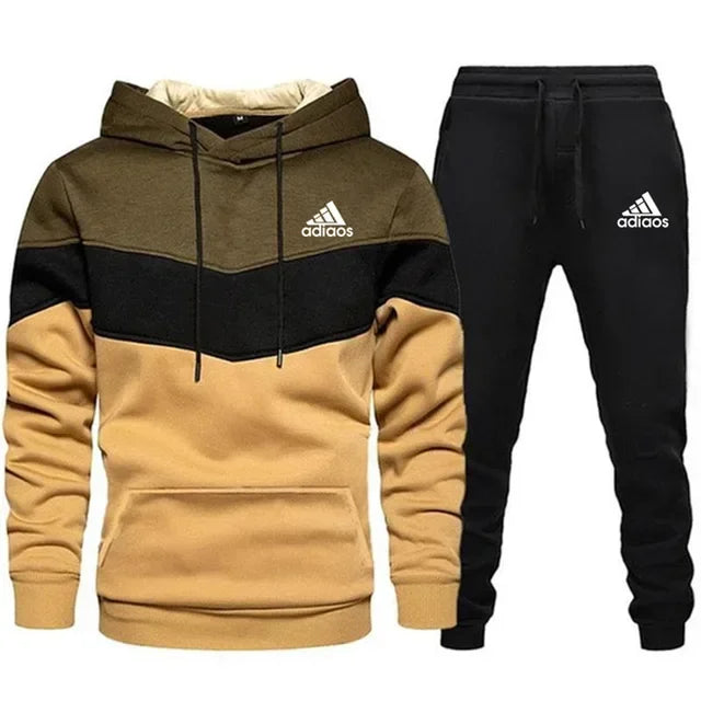 New printed men's fashion pullover hoodie + sweatpants two-piece