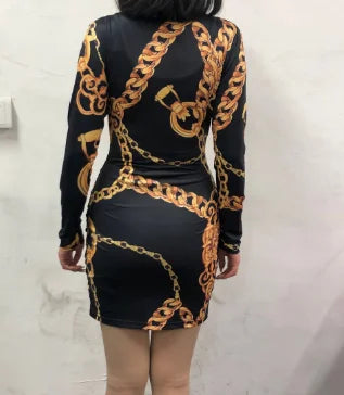 Baroque Chain Print Mini Dress