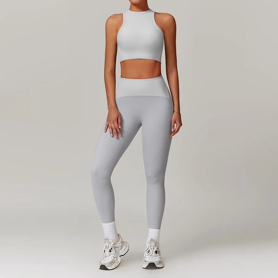 Woman Yoga Set Leggings Tops Fitness Sport Outfit