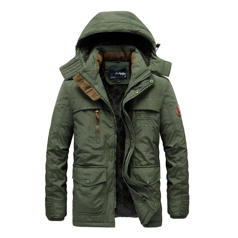 Big Size Multi-pocket Men Winter Outdoor Parka Coat Hooded Windbreaker