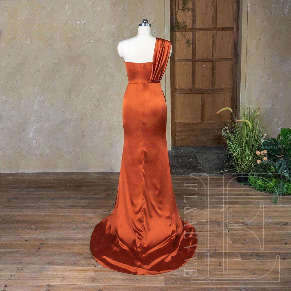 Elegant Gowns for Weddings Burnt Orange Satin Bridesmaid Dresses