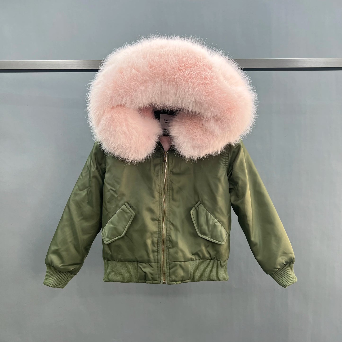 JANEFUR Fur Lined Parka Parent-Child Set Real Fox Fur Collar