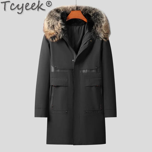 Tcyeek Real Rabbit Fur Coat Men