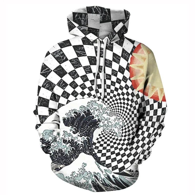 3D printed pattern men's hoodie street design Harajuku retro