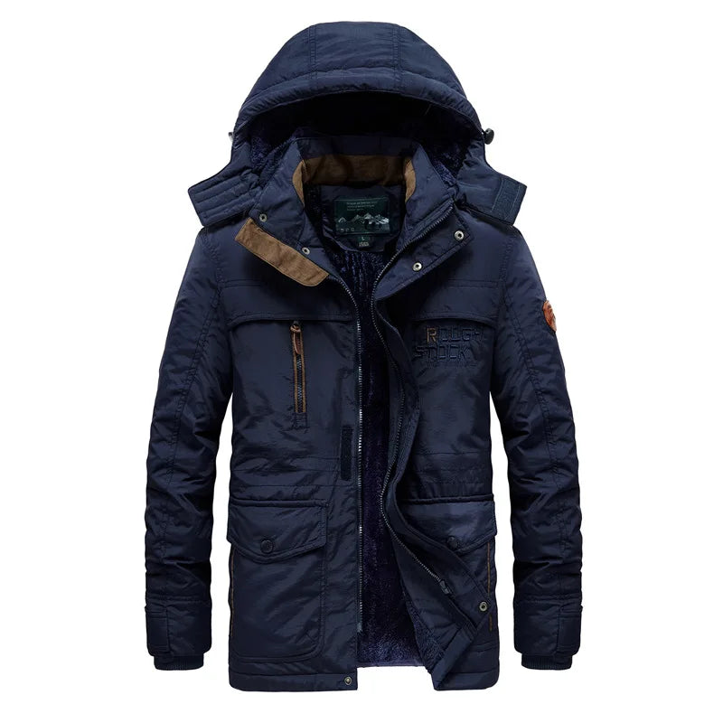 Big Size Multi-pocket Men Winter Outdoor Parka Coat Hooded Windbreaker