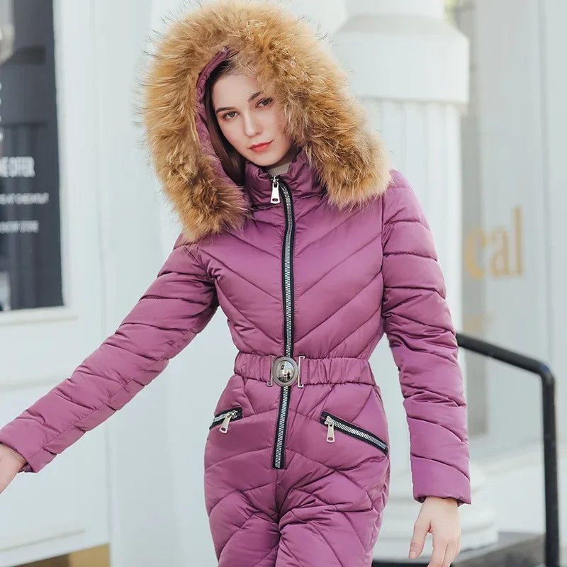 Women Zipper Slim Fit Ski Jumpsuits