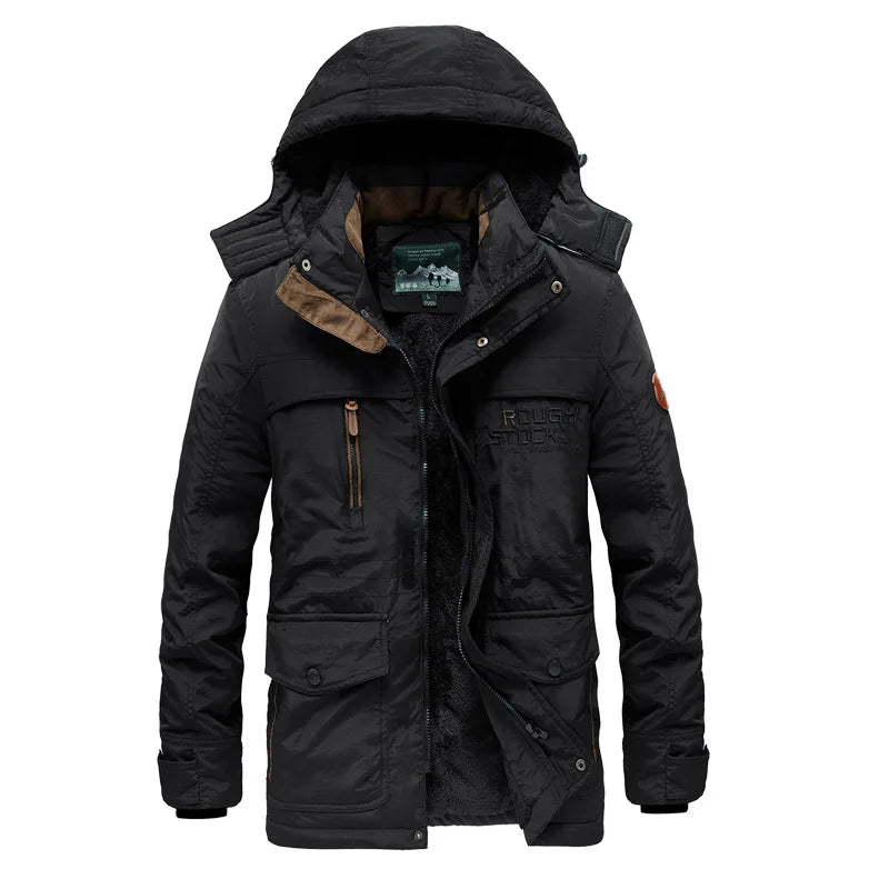 Big Size Multi-pocket Men Winter Outdoor Parka Coat Hooded Windbreaker