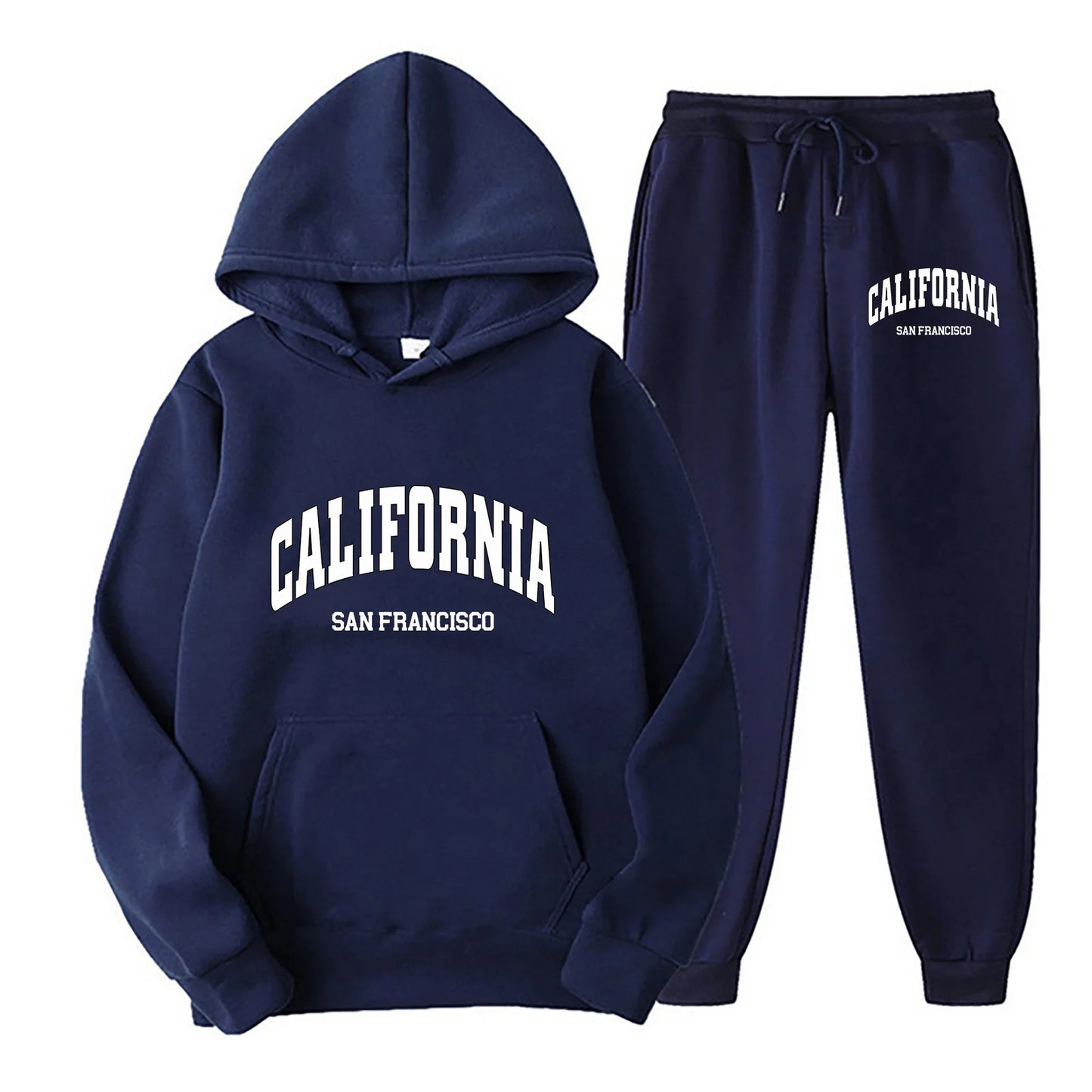 New 2 Pieces Men Sets Tracksuit Hooded Sweatshirt +Drawstring Pants