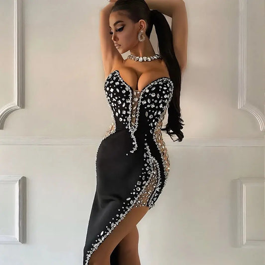 Sparking Rhinestone Diamond Bandage Dress