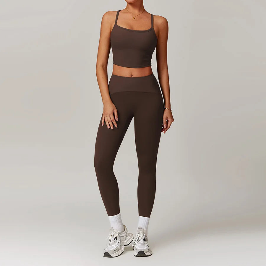 Woman Yoga Set Leggings Tops Fitness Sport Outfit