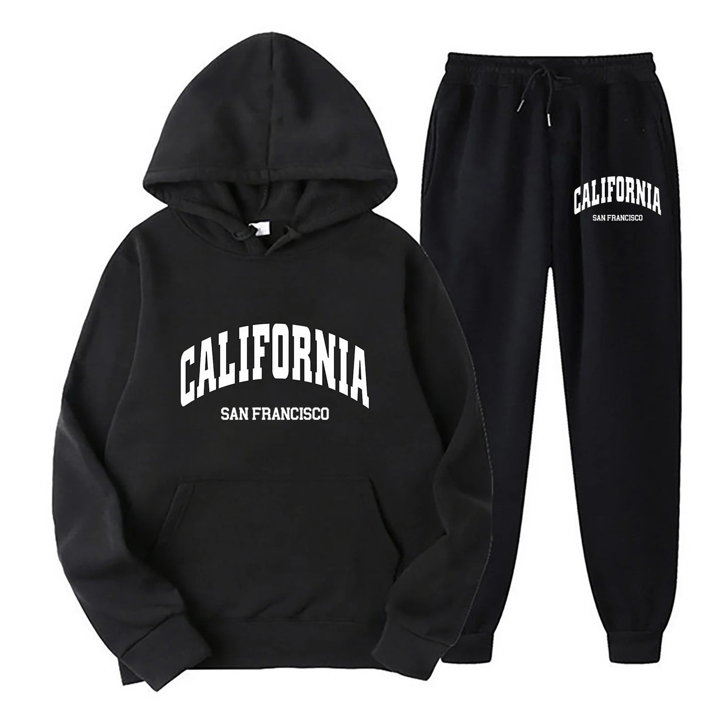 New 2 Pieces Men Sets Tracksuit Hooded Sweatshirt +Drawstring Pants