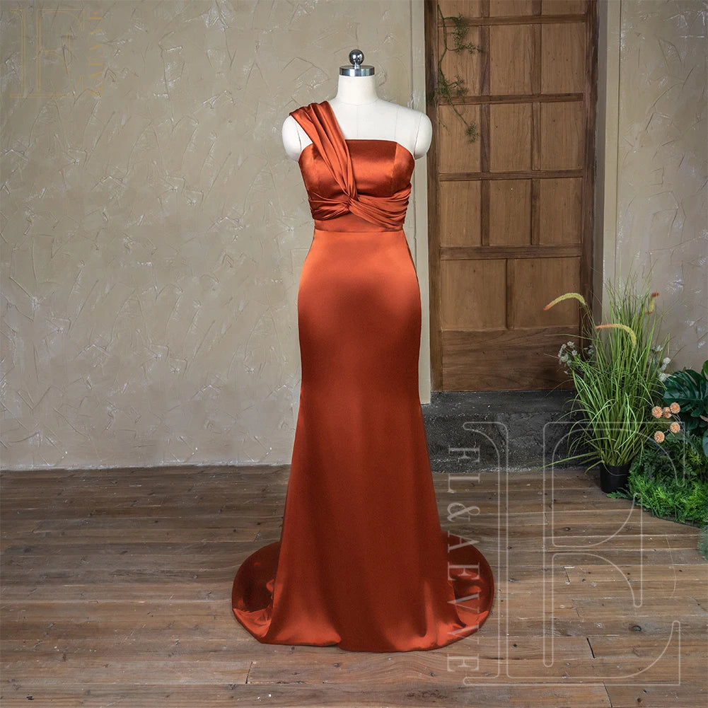 Elegant Gowns for Weddings Burnt Orange Satin Bridesmaid Dresses